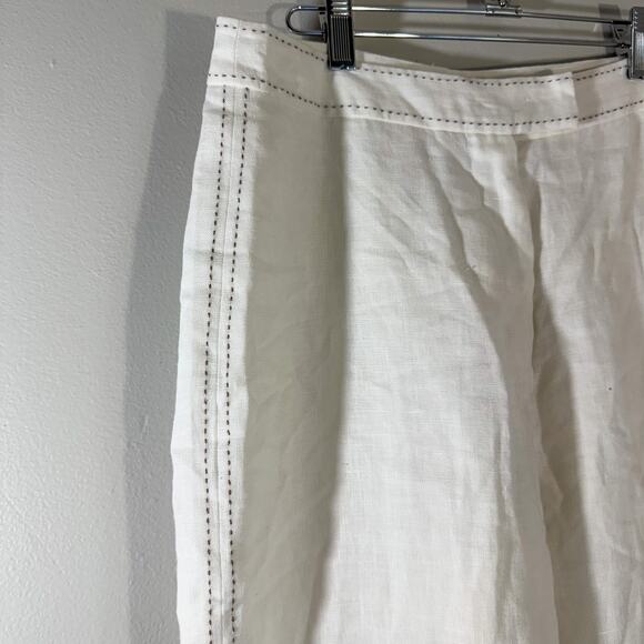 Vintage Eagle's Eye 100% Linen Wide Leg Trousers | Contrast Stitching - Picture 4 of 7